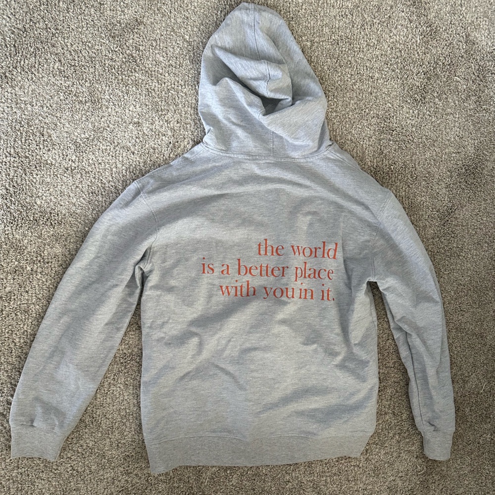 Gray Hoodie with Red Text